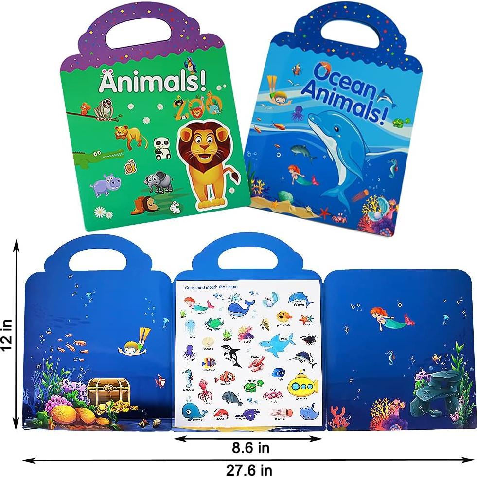 Libros de Pegatinas Reutilizables Yowlieu 2 Pcs Animales