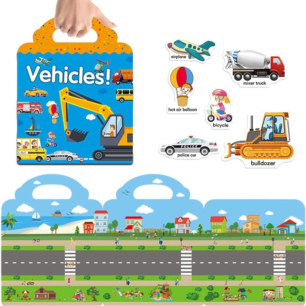 Libro de Pegatinas Reutilizables Yowlieu Vehículos 3 a 6 Años