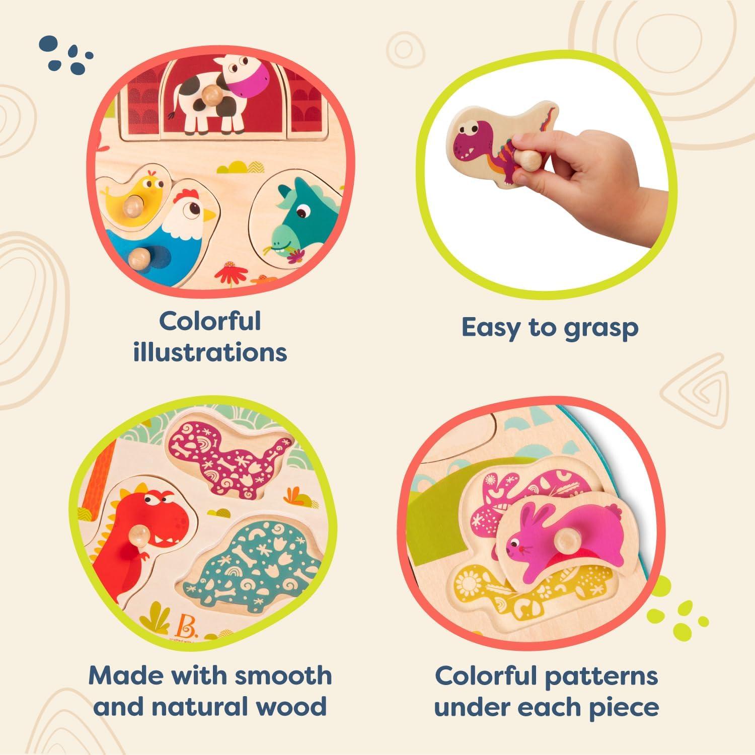 Rompecabezas de Madera B. toys 2-Pack Dinosaurios y Granja