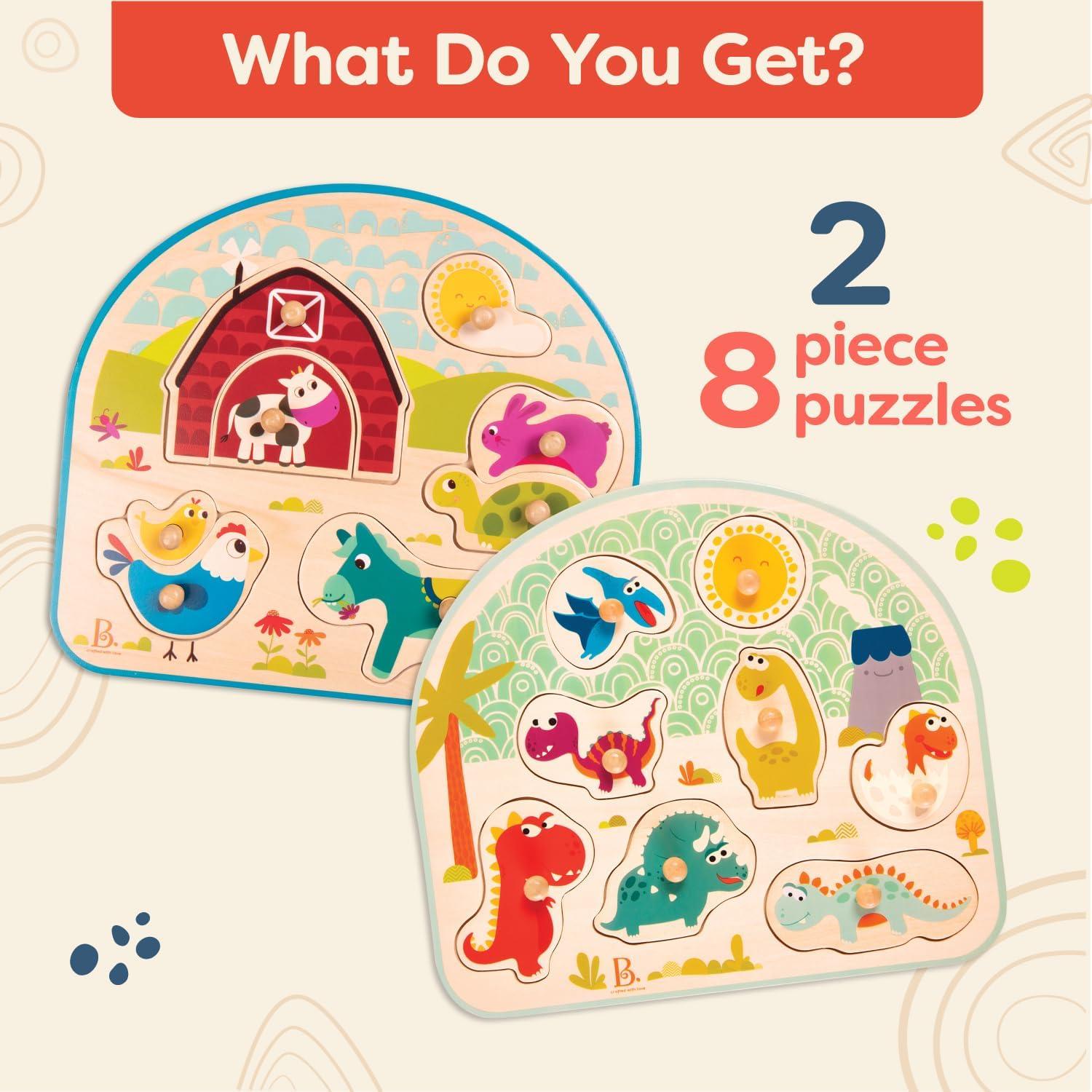 Rompecabezas de Madera B. toys 2-Pack Dinosaurios y Granja