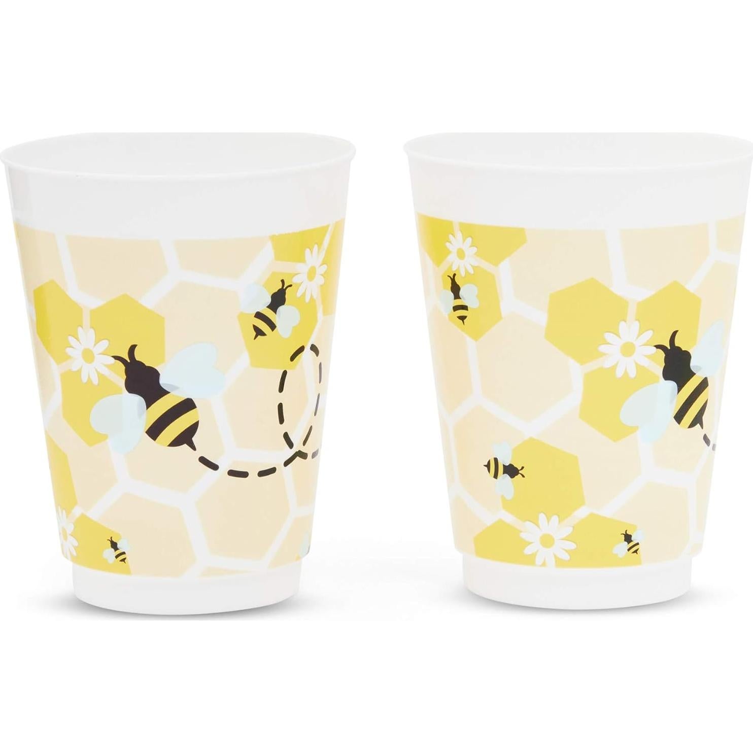 Vasos de Plástico Reutilizables BLUE PANDA 16 Pzs Tema Abeja
