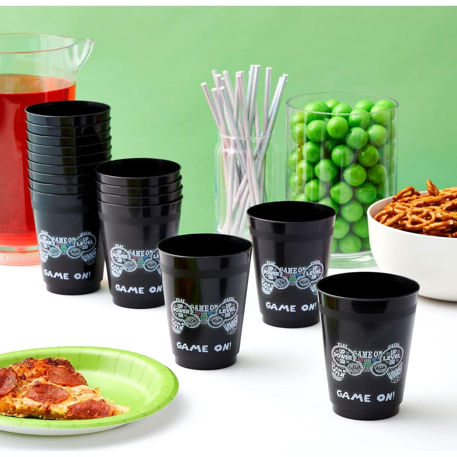 Tazas de Plástico BLACK 16 Pack Videojuegos Cumpleaños