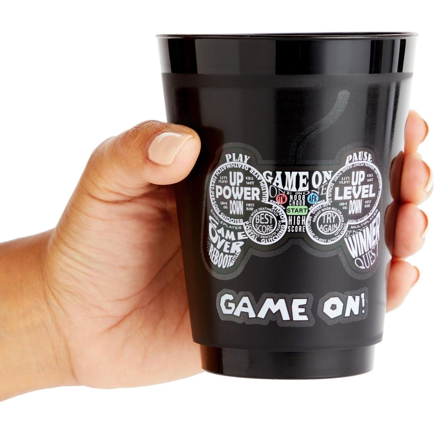 Tazas de Plástico BLACK 16 Pack Videojuegos Cumpleaños