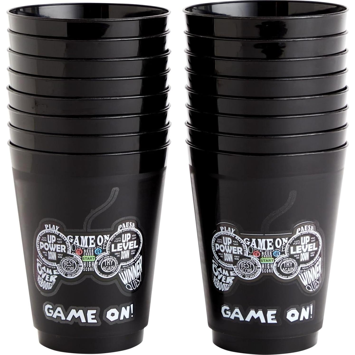 Tazas de Plástico BLACK 16 Pack Videojuegos Cumpleaños