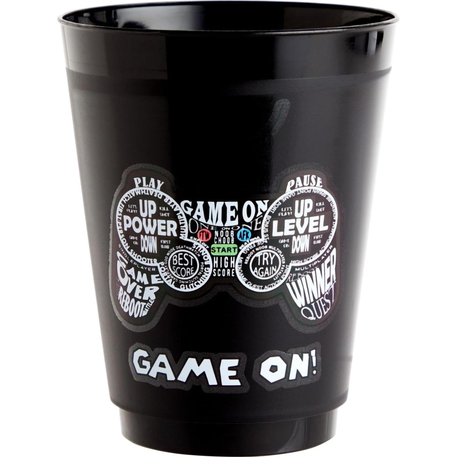Tazas de Plástico BLACK 16 Pack Videojuegos Cumpleaños