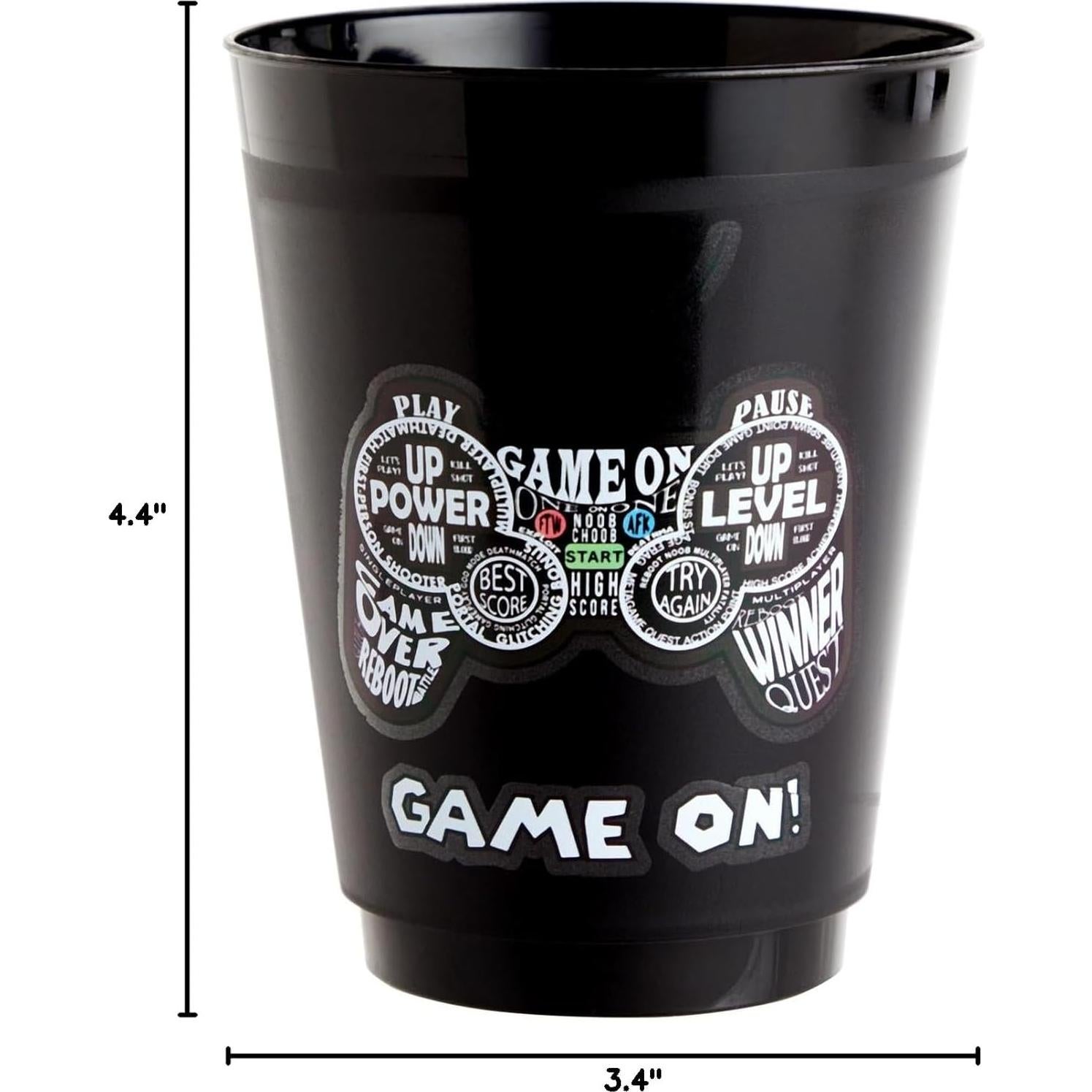 Tazas de Plástico BLACK 16 Pack Videojuegos Cumpleaños