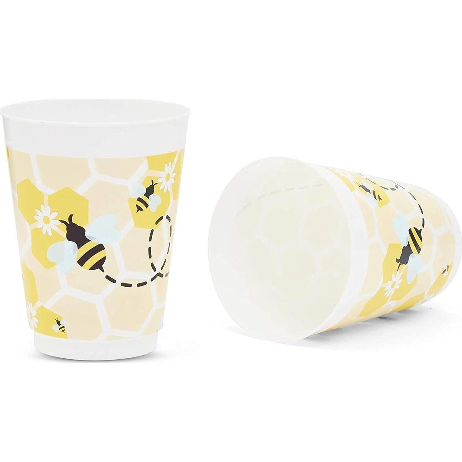 Vasos de Plástico Reutilizables BLUE PANDA 16 Pzs Tema Abeja