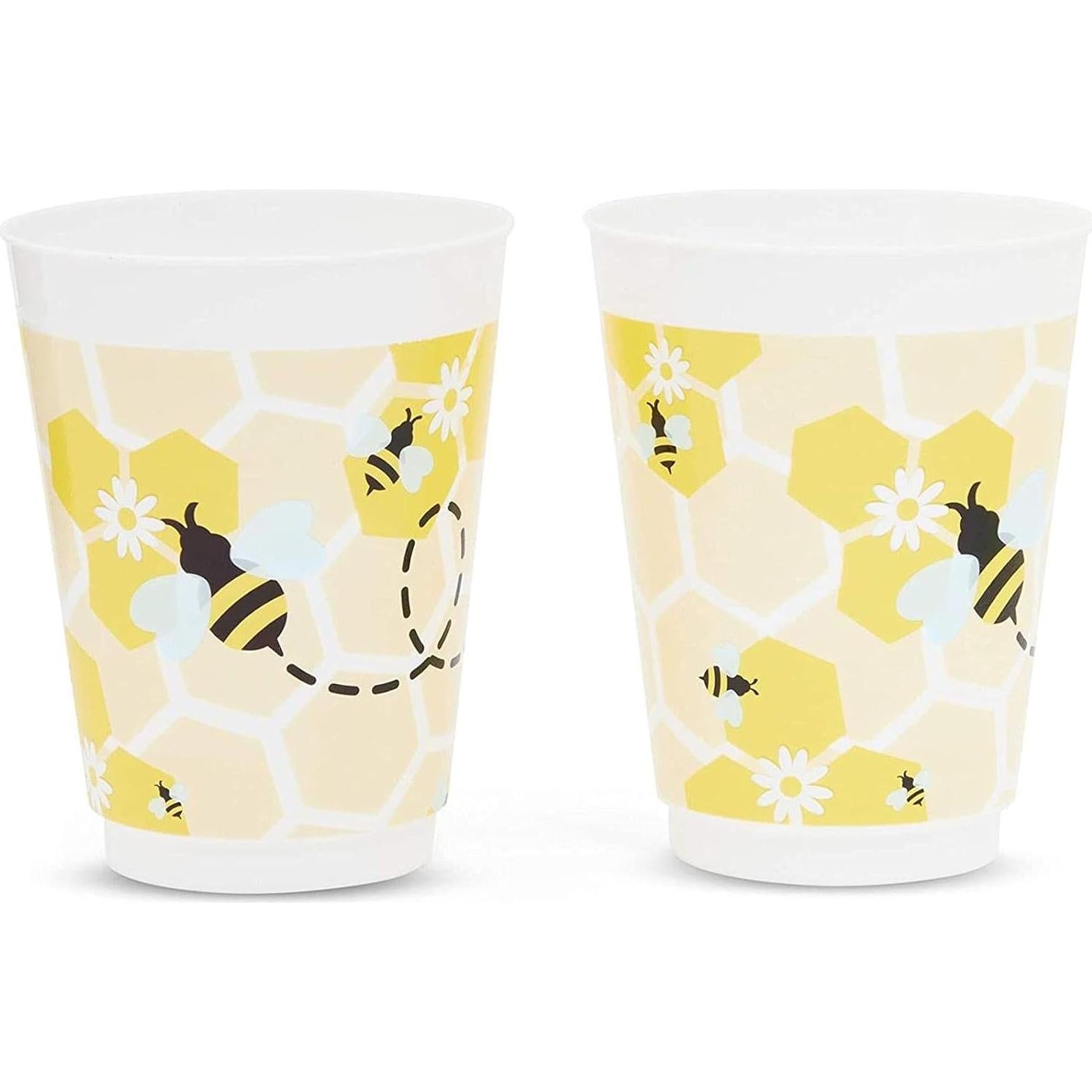 Vasos de Plástico Reutilizables BLUE PANDA 16 Pzs Tema Abeja