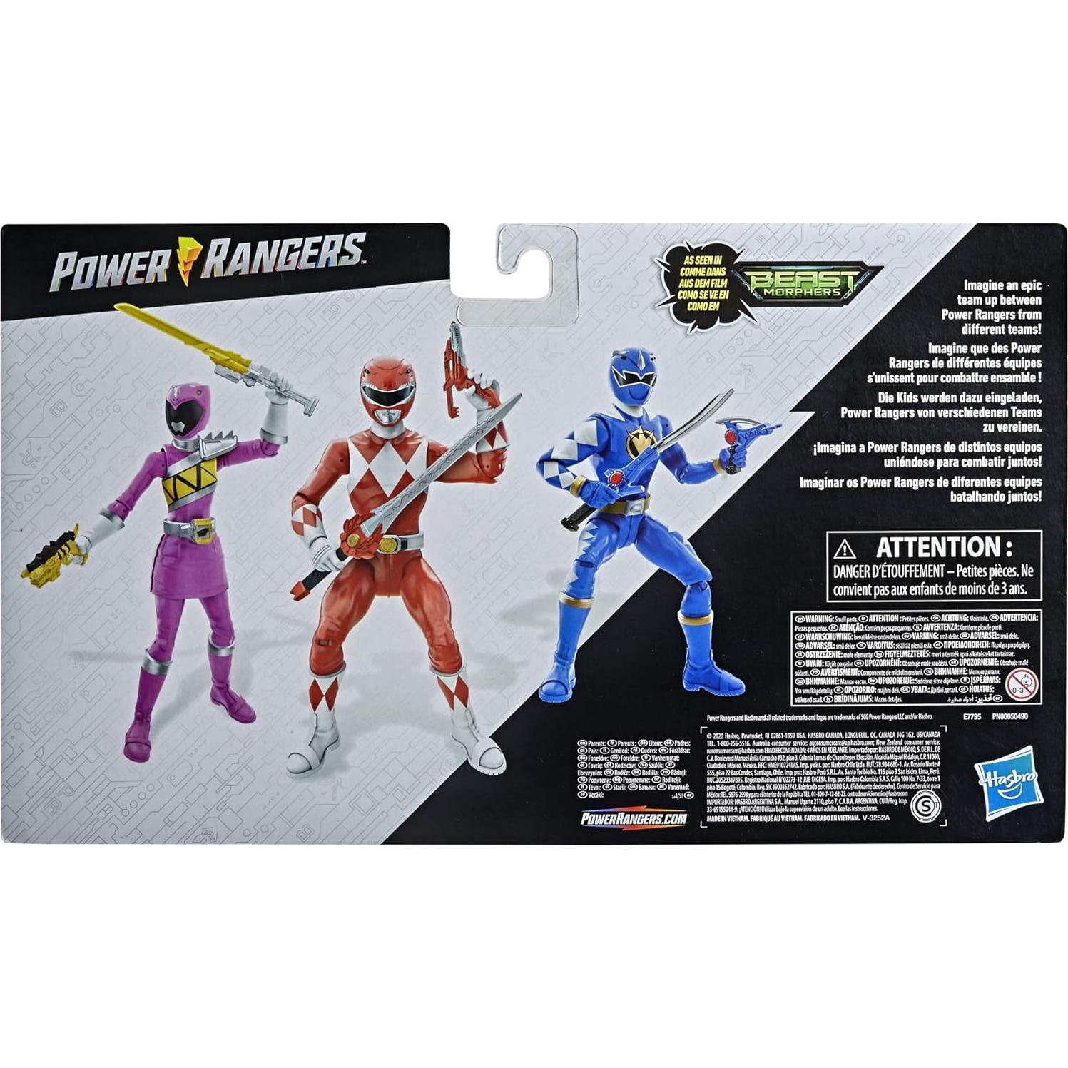 Power Rangers Beast Morphers Paquete 3 Figuras de Acción 6"