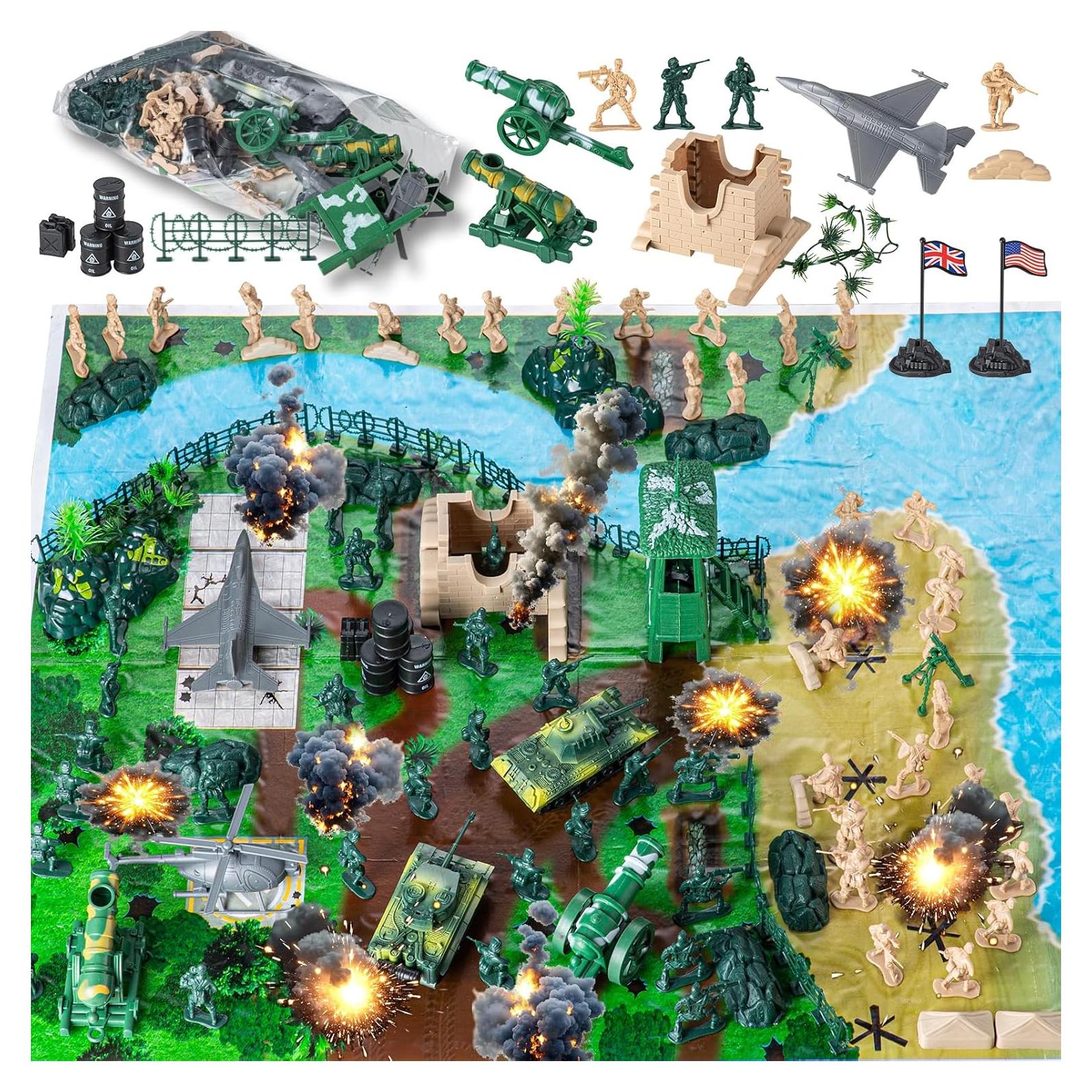 Juego de Combate Militar Oqotoy 110 Piezas con Vehículos