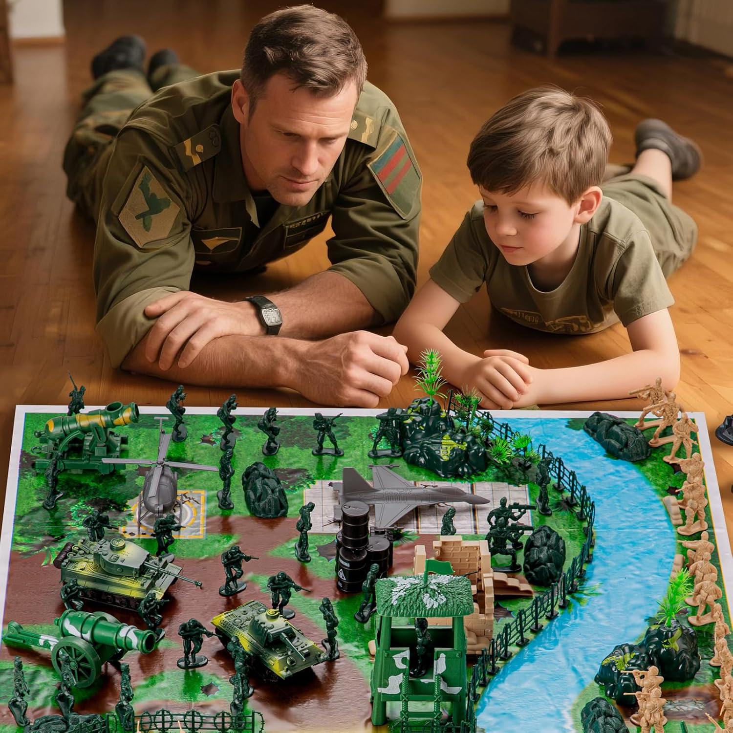 Juego de Combate Militar Oqotoy 110 Piezas con Vehículos