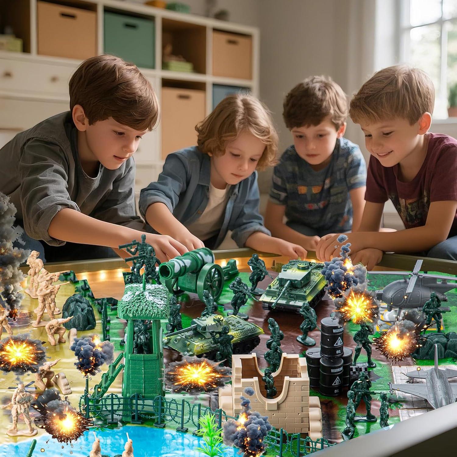 Juego de Combate Militar Oqotoy 110 Piezas con Vehículos