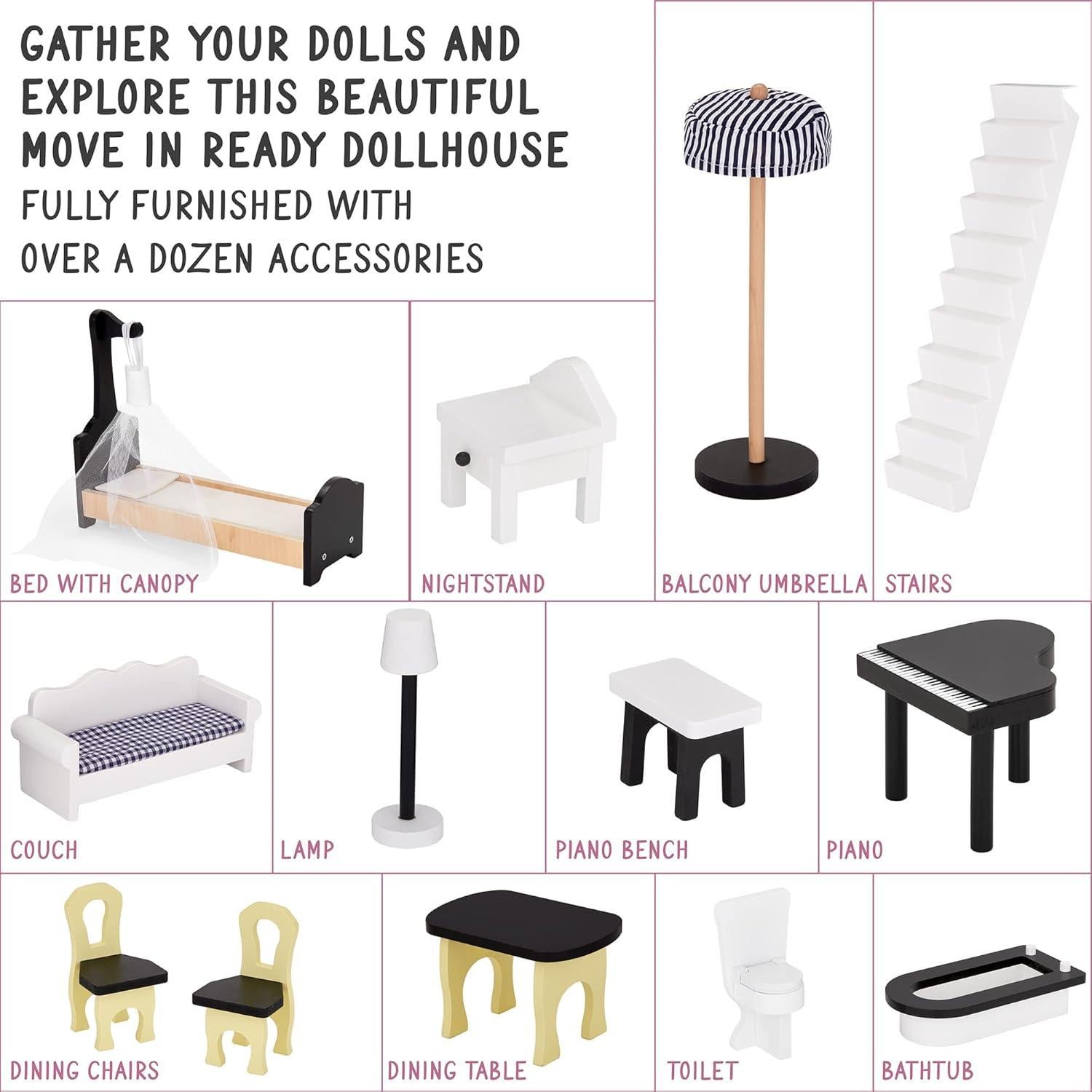 Casa de Muñecas de Madera Lil' Jumbl 3 Pisos con Ascensor 1.22m