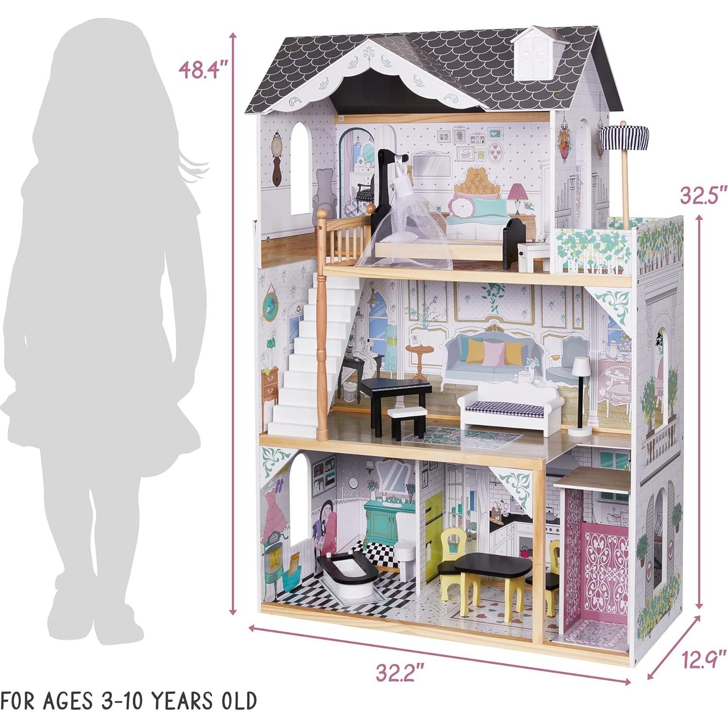 Casa de Muñecas de Madera Lil' Jumbl 3 Pisos con Ascensor 1.22m