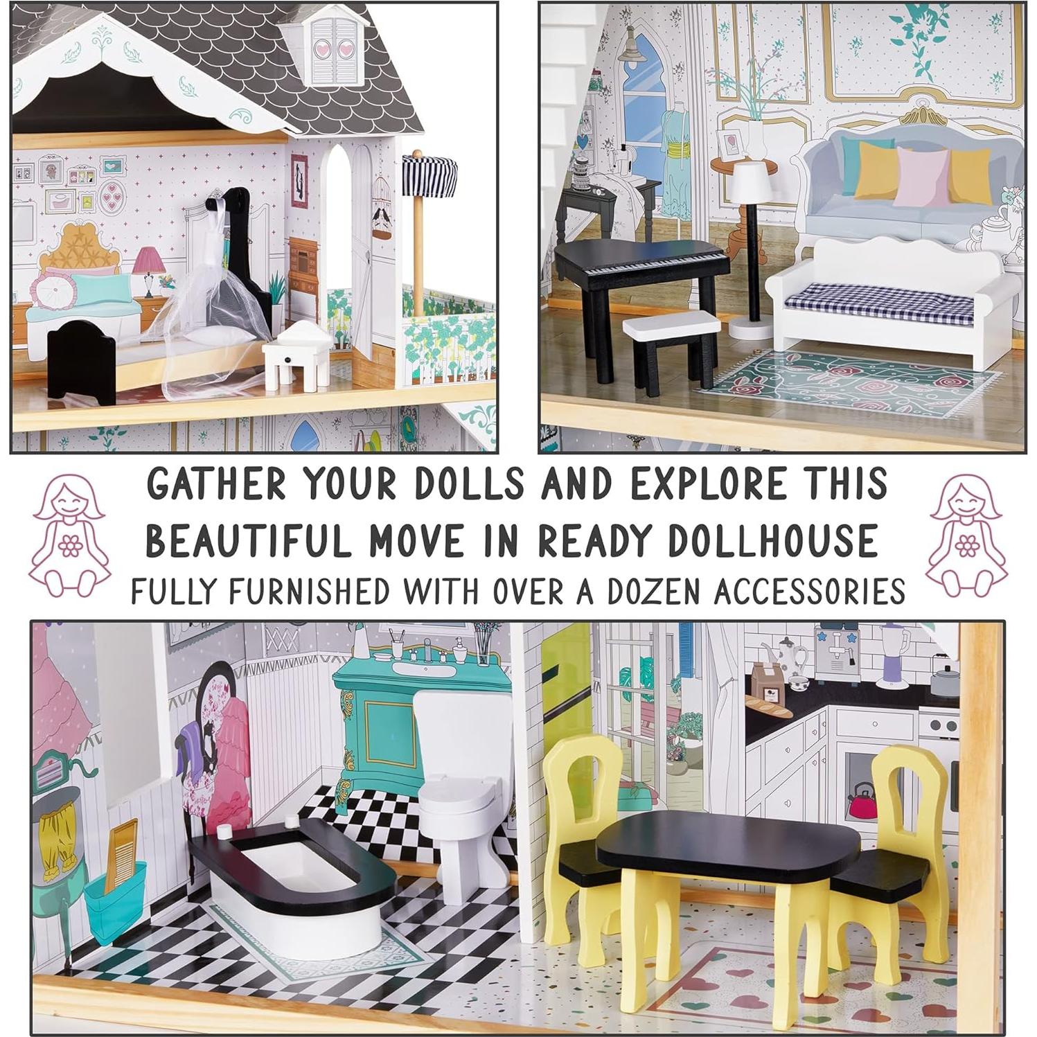 Casa de Muñecas de Madera Lil' Jumbl 3 Pisos con Ascensor 1.22m