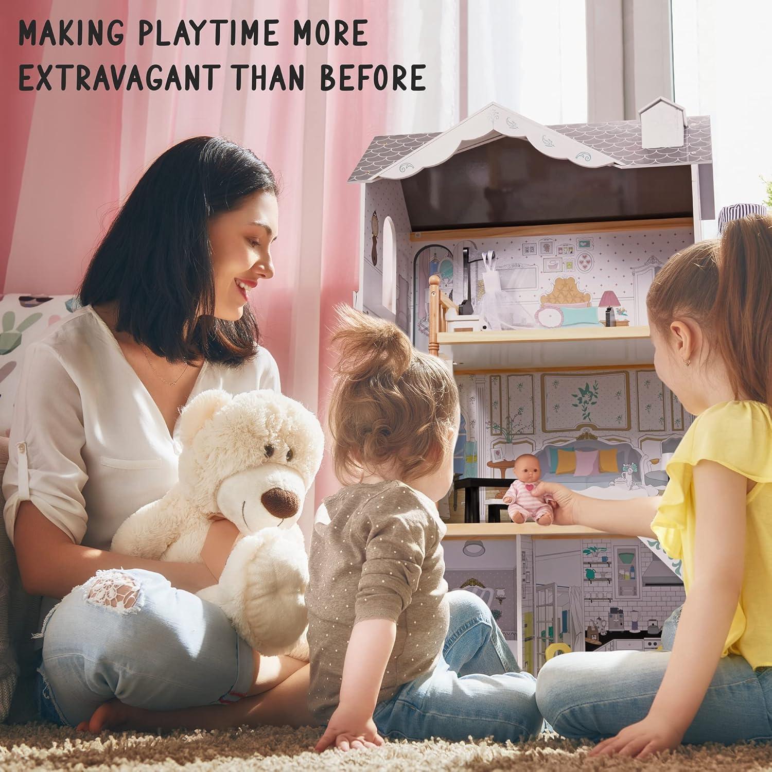 Casa de Muñecas de Madera Lil' Jumbl 3 Pisos con Ascensor 1.22m