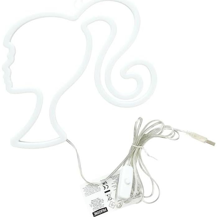 Luz de Neón LED Barbie Paladone 22 cm Rosa USB Decorativa