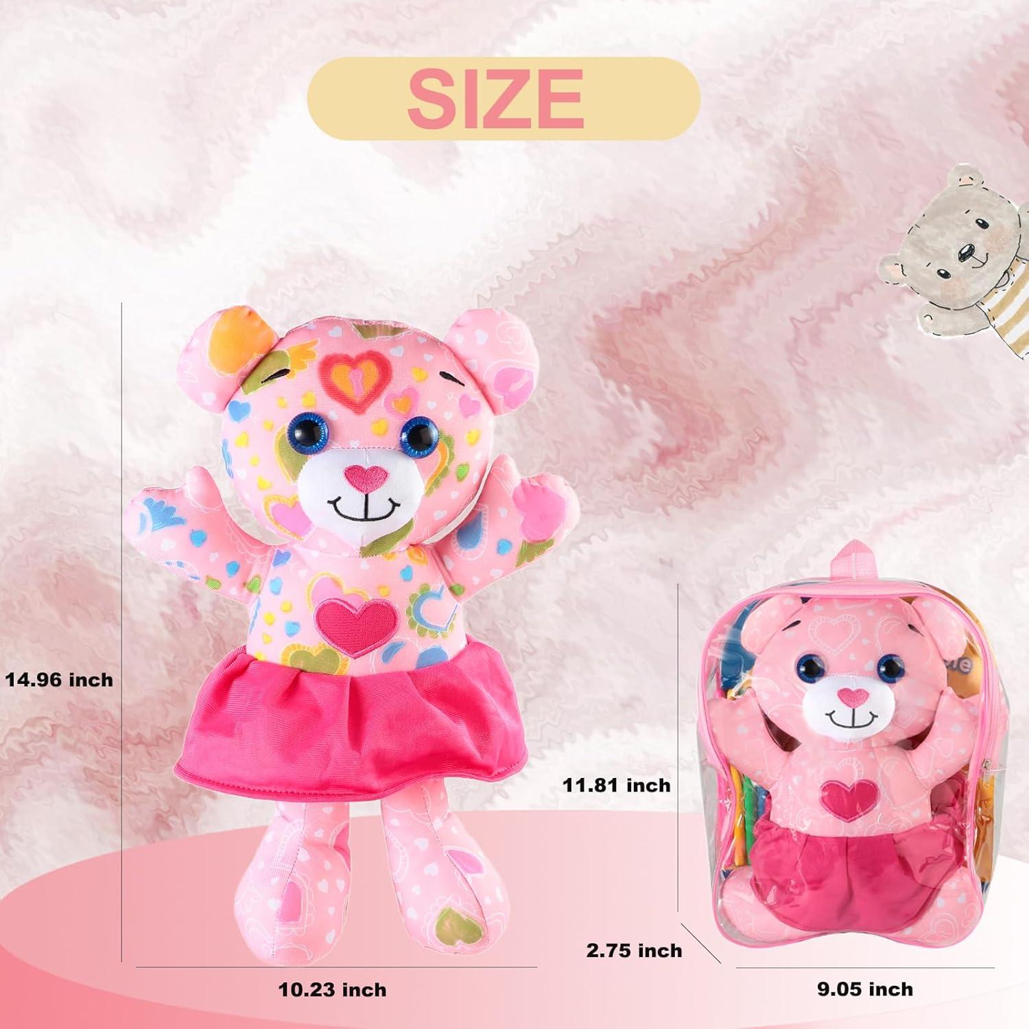 Juguete de peluche para colorear DRAWMYTOY Oso Rosa 23.9x18cm