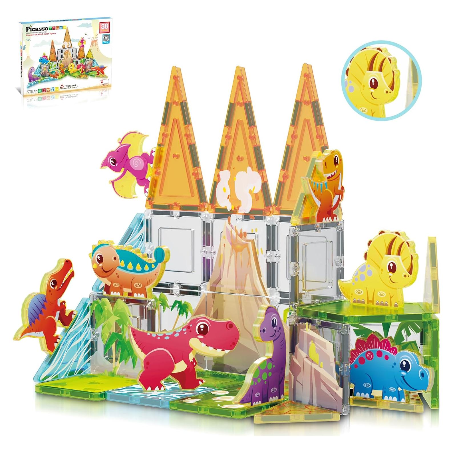 Juego de Bloques Magnéticos Dinosaurios PicassoTiles 38 Piezas