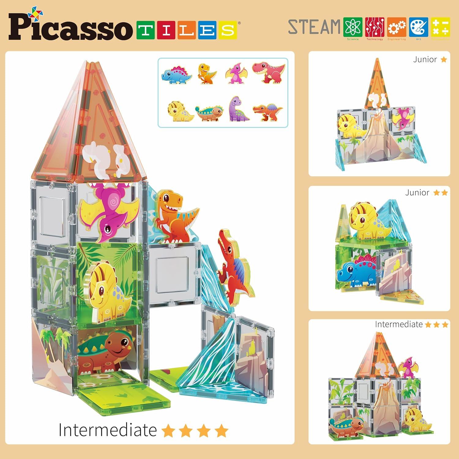 Juego de Bloques Magnéticos Dinosaurios PicassoTiles 38 Piezas