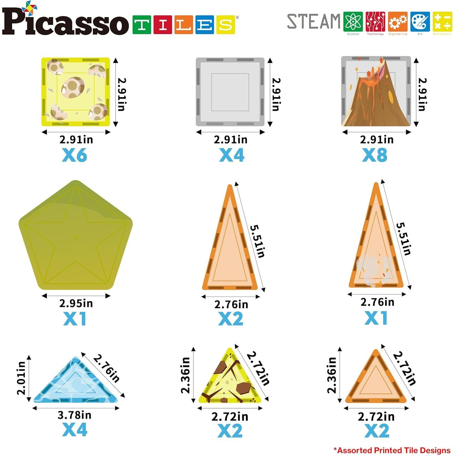 Juego de Bloques Magnéticos Dinosaurios PicassoTiles 38 Piezas
