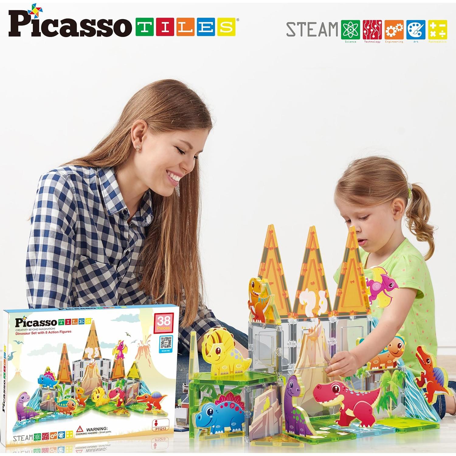 Juego de Bloques Magnéticos Dinosaurios PicassoTiles 38 Piezas