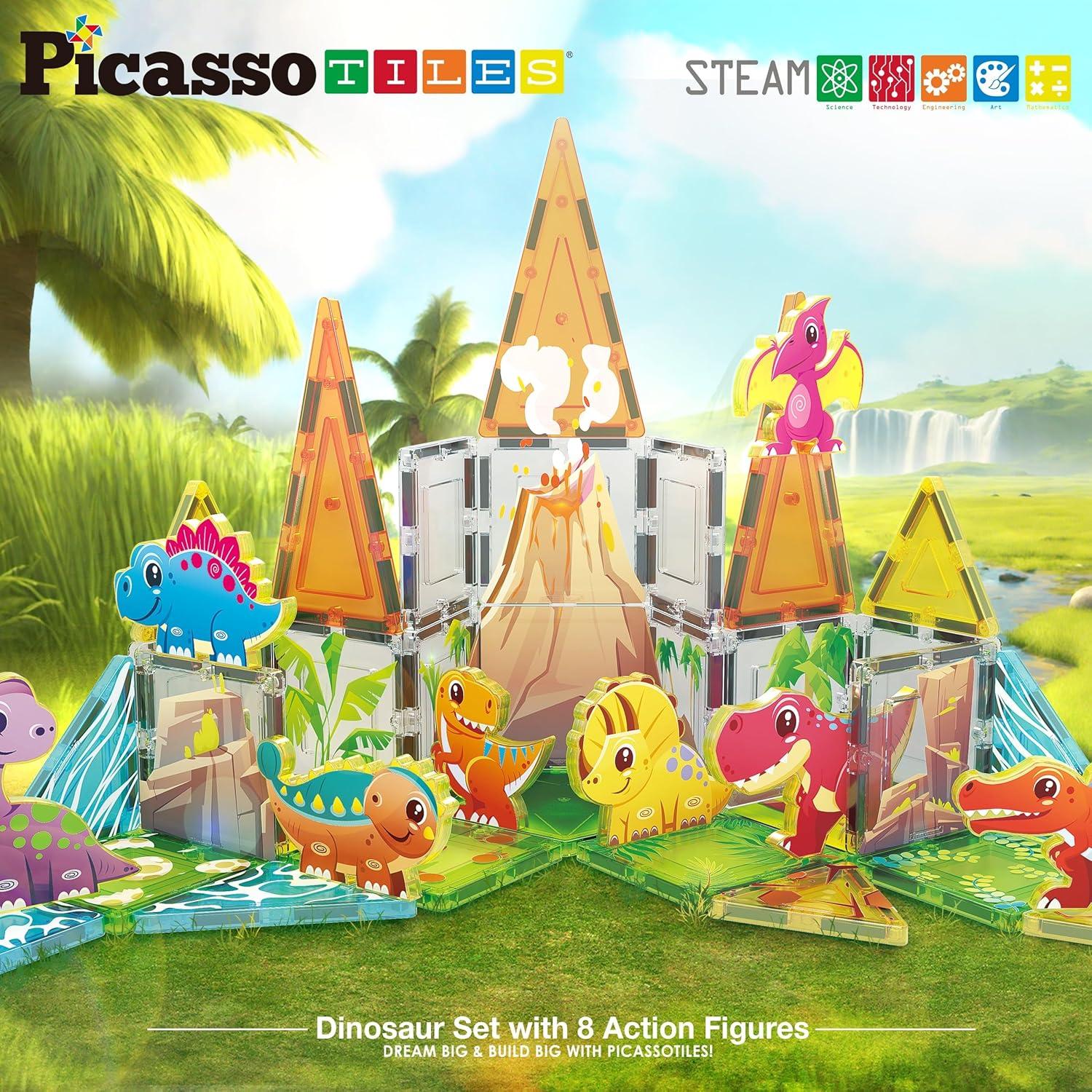 Juego de Bloques Magnéticos Dinosaurios PicassoTiles 38 Piezas