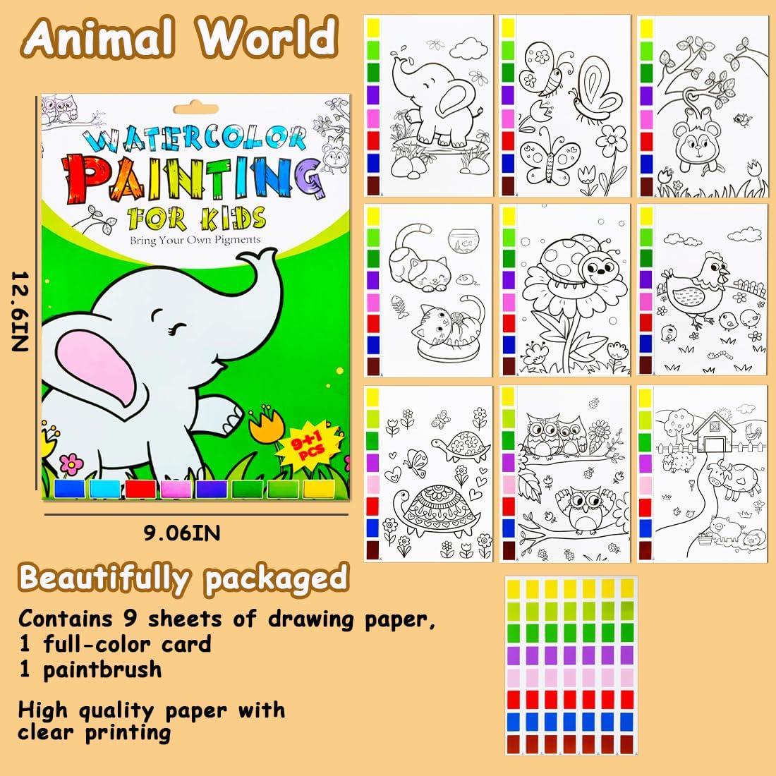 Libro de Colorear Acuarelas JZILU para Niños - Set de Pintura