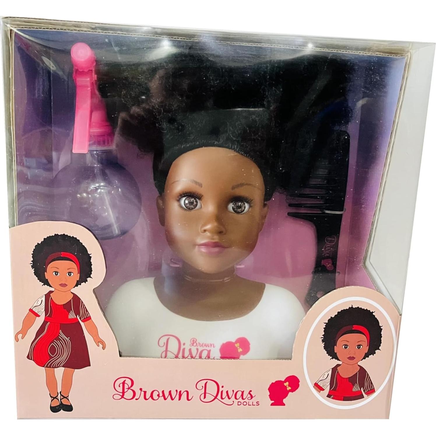 Muñeca Africana Negra con Cabello Rizado y 5 Accesorios