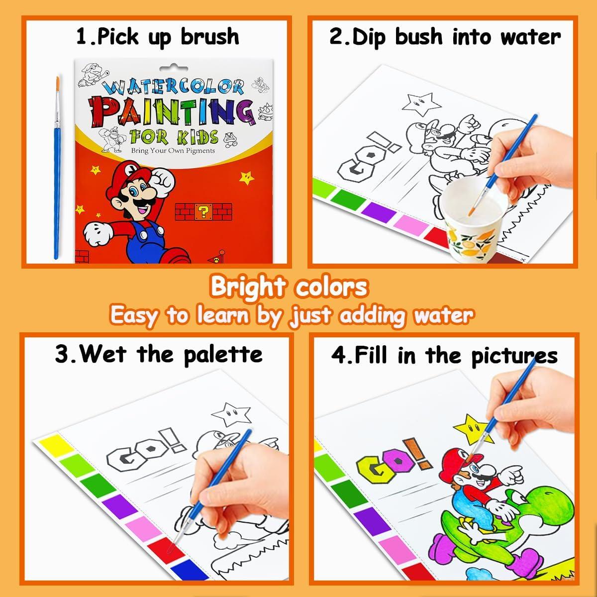 Libro de Colorear Acuarelas JZILU para Niños - Kit de Pintura