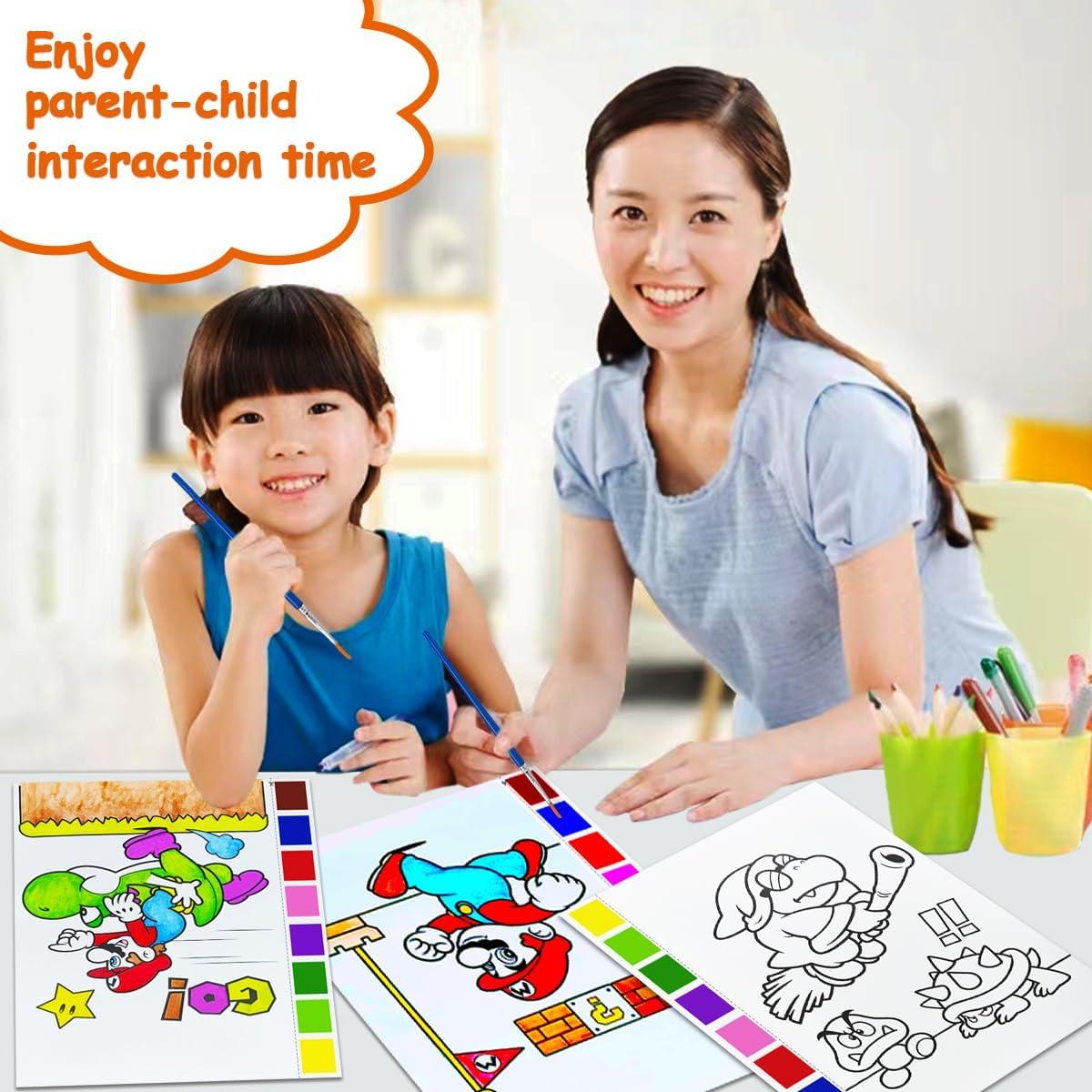 Libro de Colorear Acuarelas JZILU para Niños - Kit de Pintura