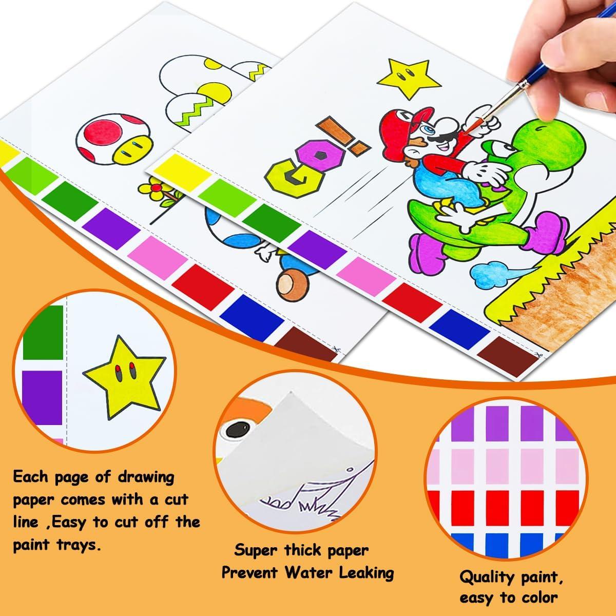 Libro de Colorear Acuarelas JZILU para Niños - Kit de Pintura