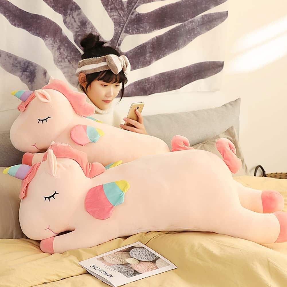 Almohada de abrazo unicornio Hitoshe 80 cm rosa peluche