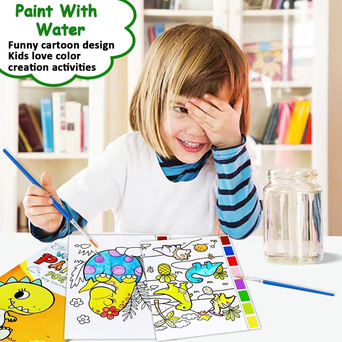 Libro de Colorear Acuarela JZILU Dinosaurios - Kit de Pintura