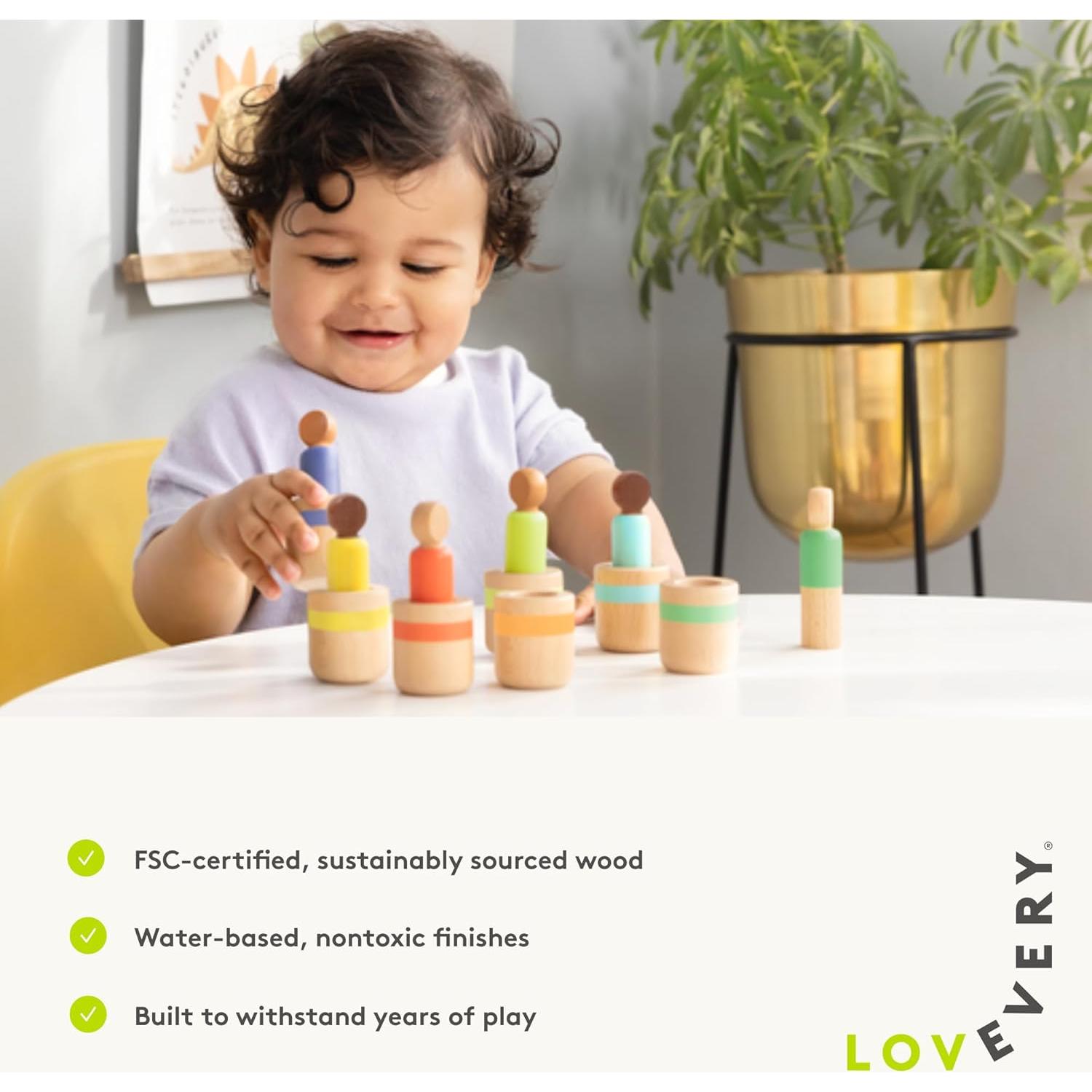 Juguete de Madera Lovevery Post & Play - 7 Muñecos para Bebés 13+ meses