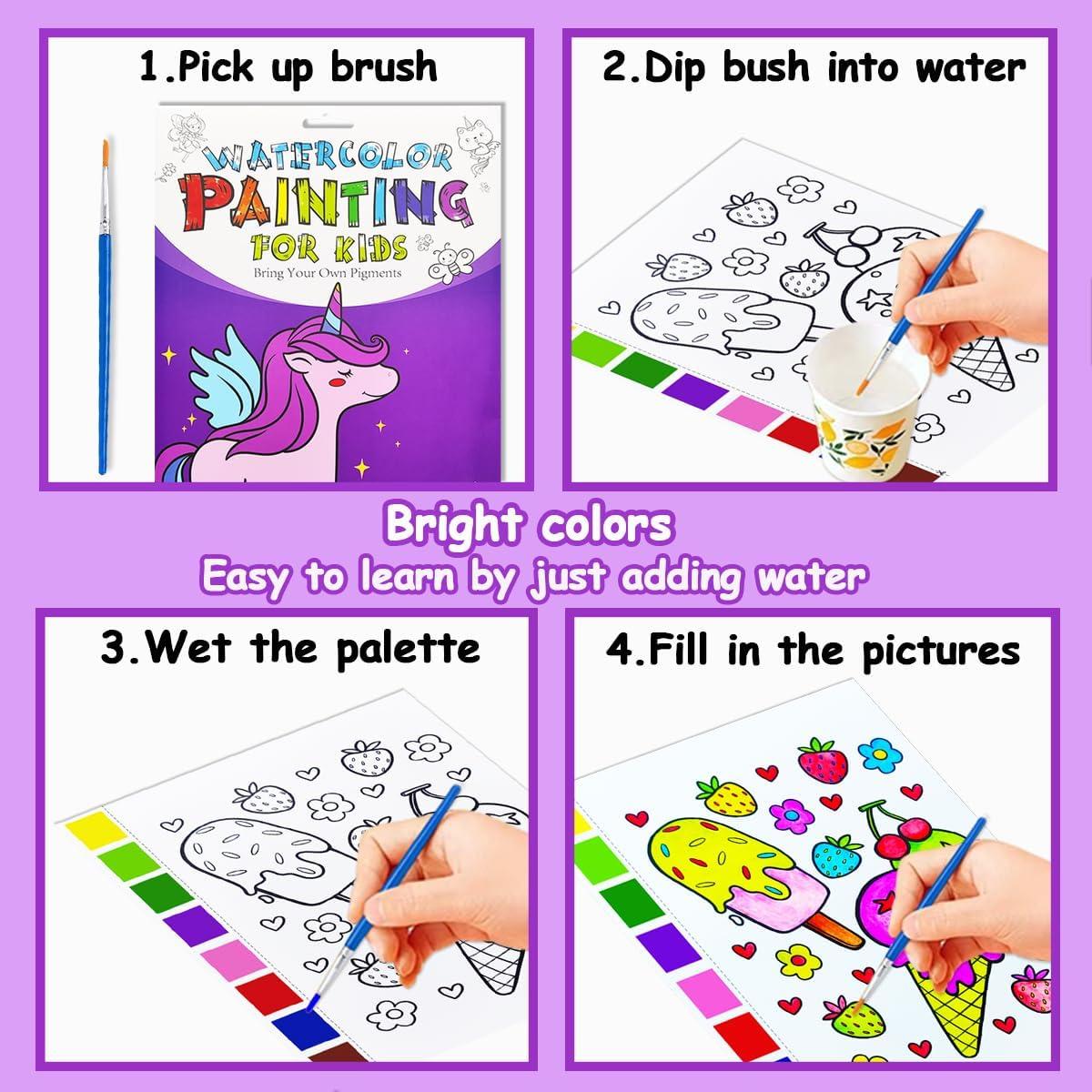 Libro de Colorear Acuarelas JZILU Unicornio 30x22 cm