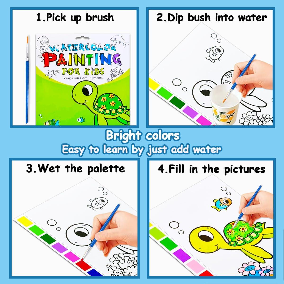 Libro de Colorear Acuarela JZILU - Set de Pintura Mágica