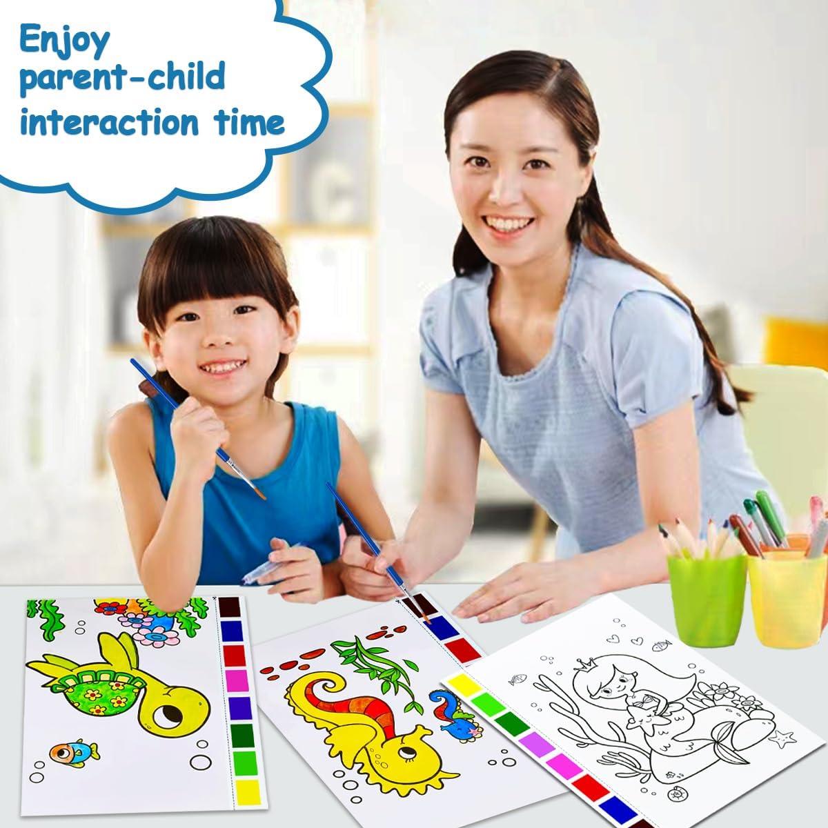 Libro de Colorear Acuarela JZILU - Set de Pintura Mágica