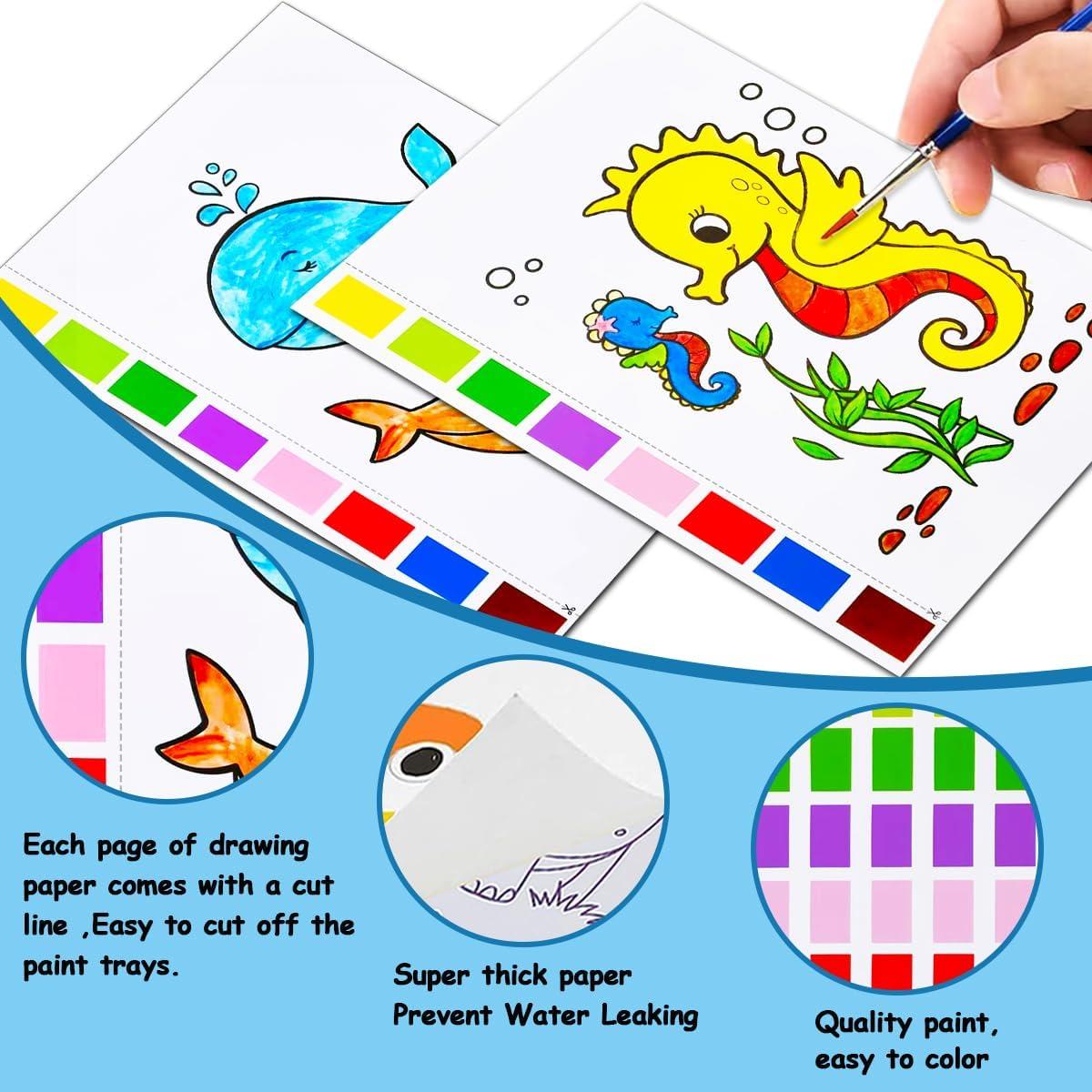 Libro de Colorear Acuarela JZILU - Set de Pintura Mágica