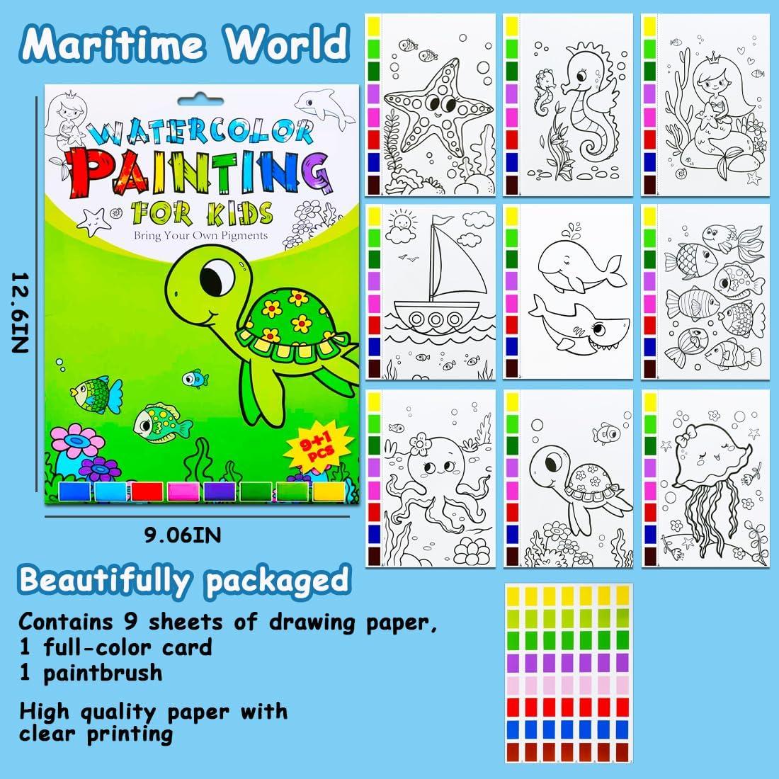 Libro de Colorear Acuarela JZILU - Set de Pintura Mágica