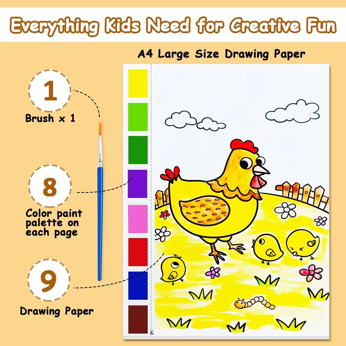 Libro de Colorear Acuarelas JZILU - Set Pintura Mágica