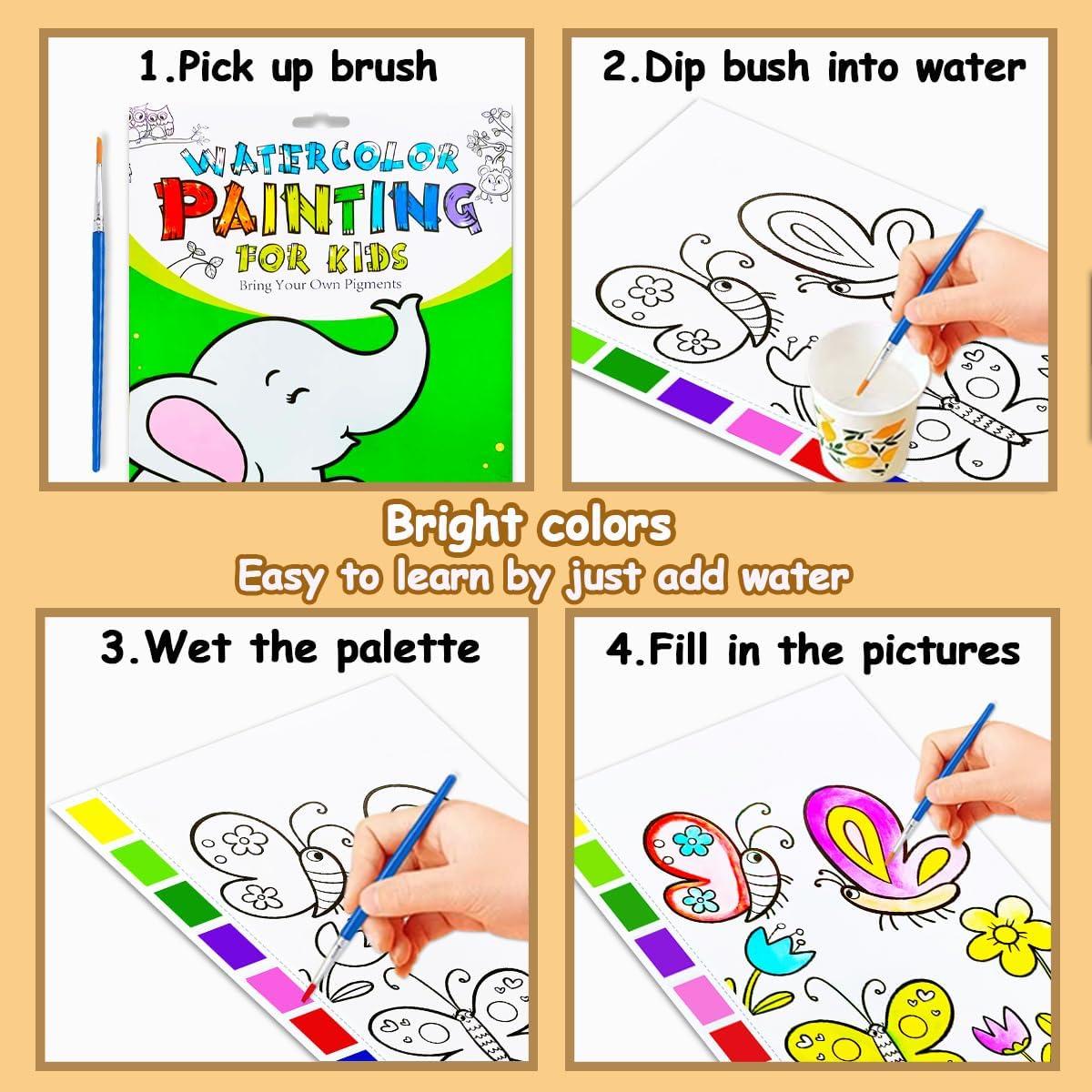 Libro de Colorear Acuarelas JZILU - Set Pintura Mágica