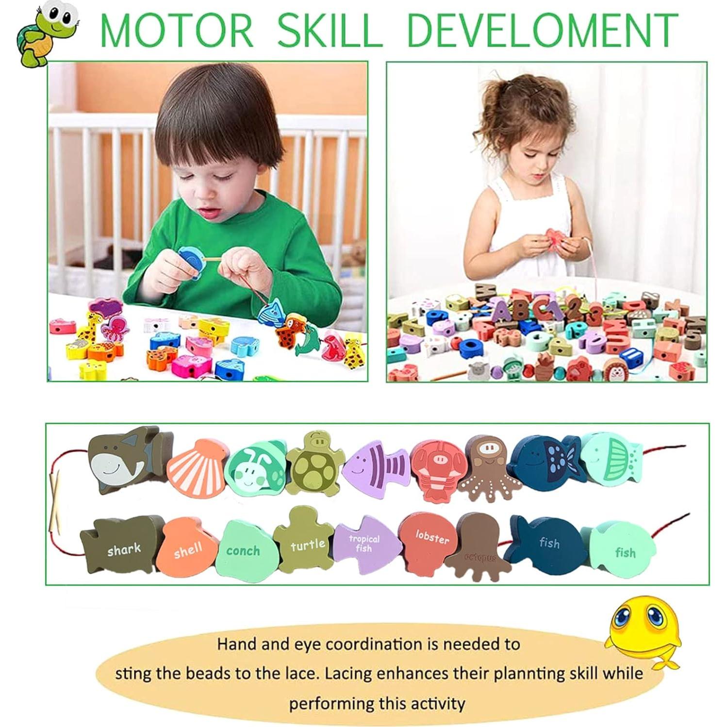 Cuentas de Enhebrar de Madera Intsinzi 47 Piezas Educativas