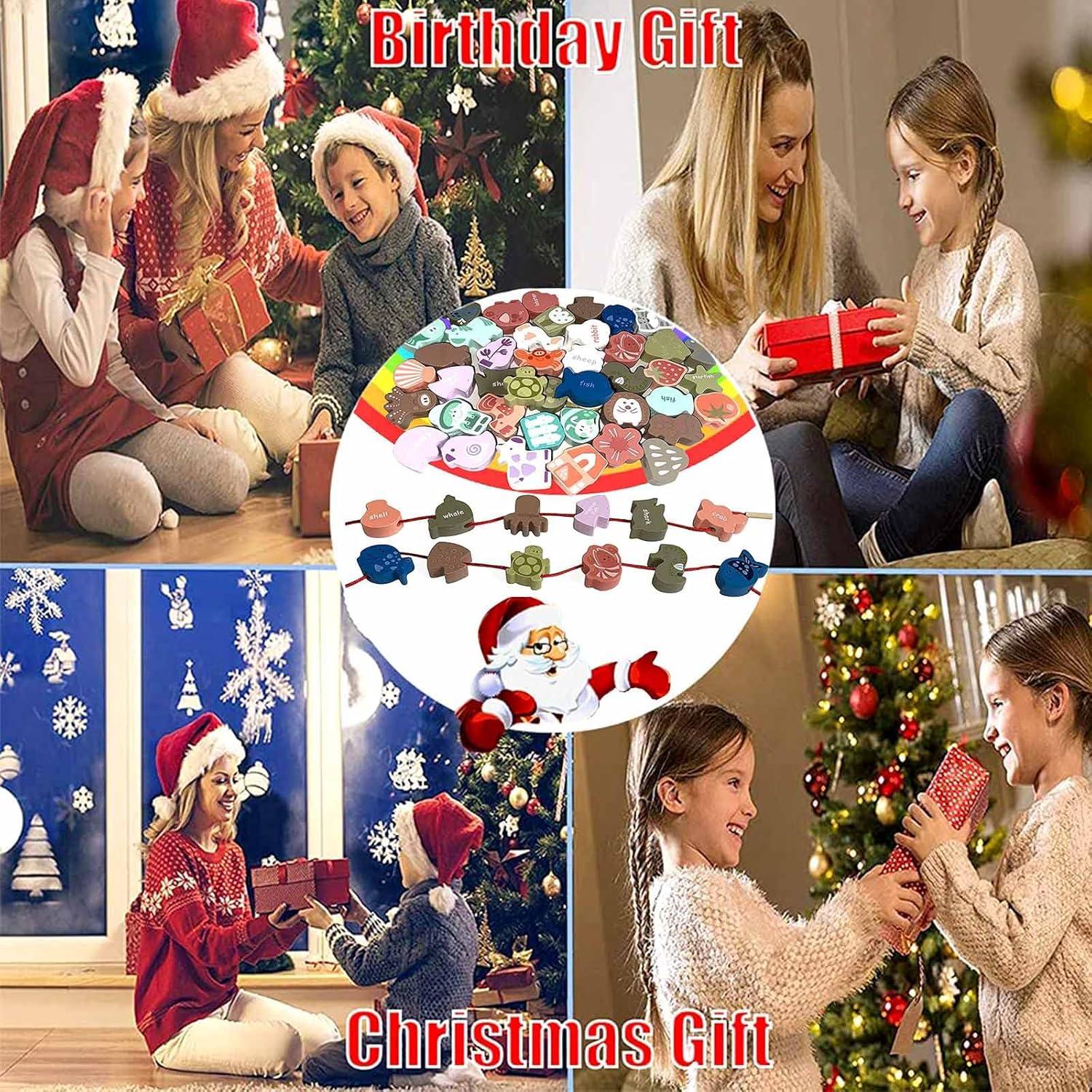 Cuentas de Enhebrar de Madera Intsinzi 47 Piezas Educativas