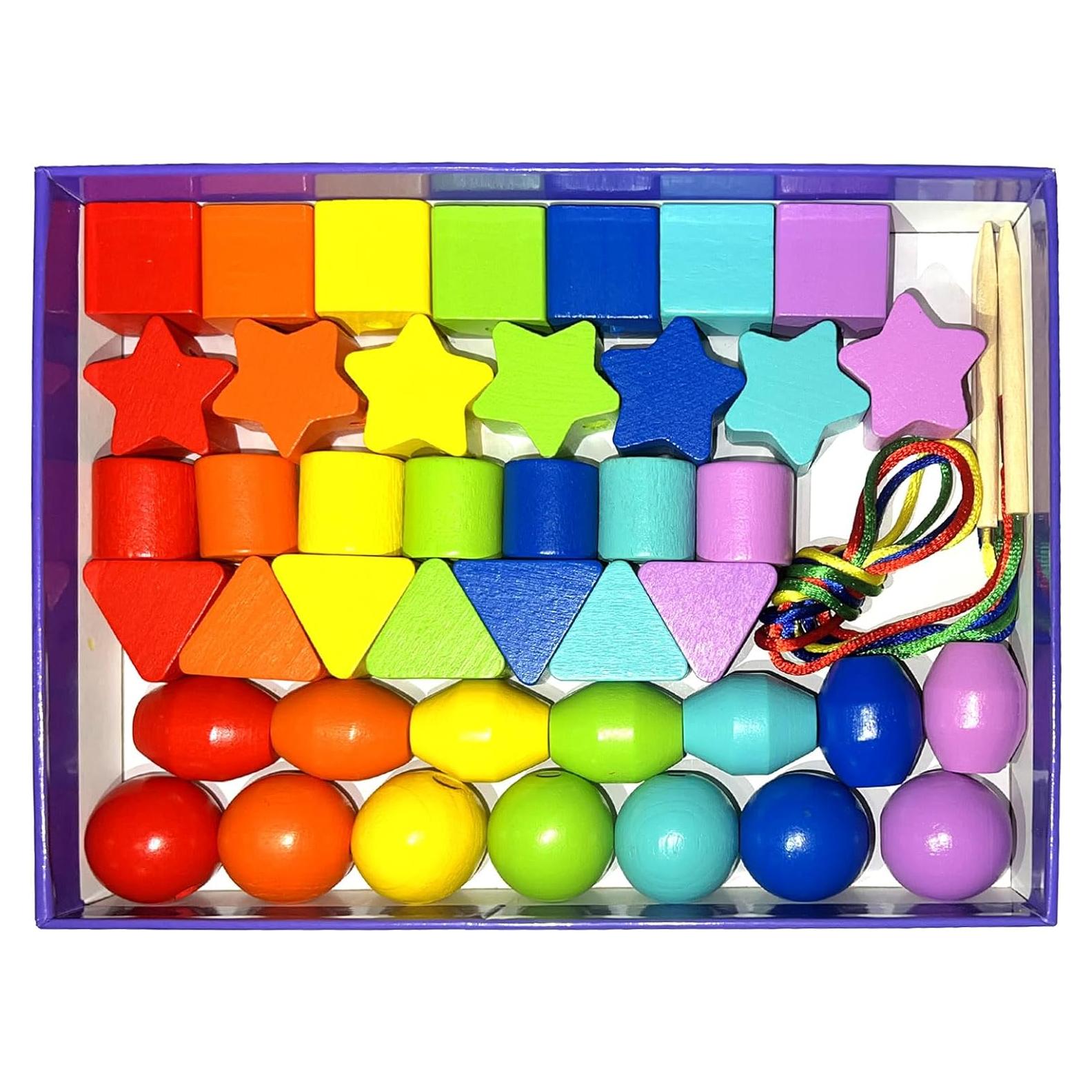 Juguetes de Enhebrado Intsinzi 46 Piezas Montessori