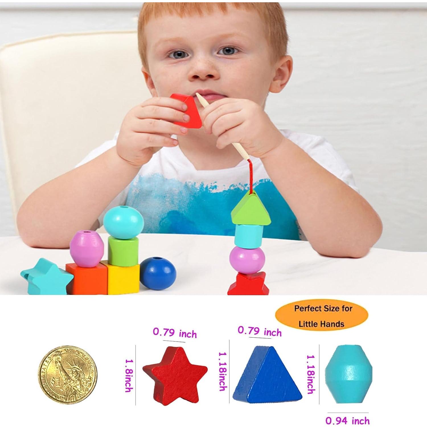 Juguetes de Enhebrado Intsinzi 46 Piezas Montessori