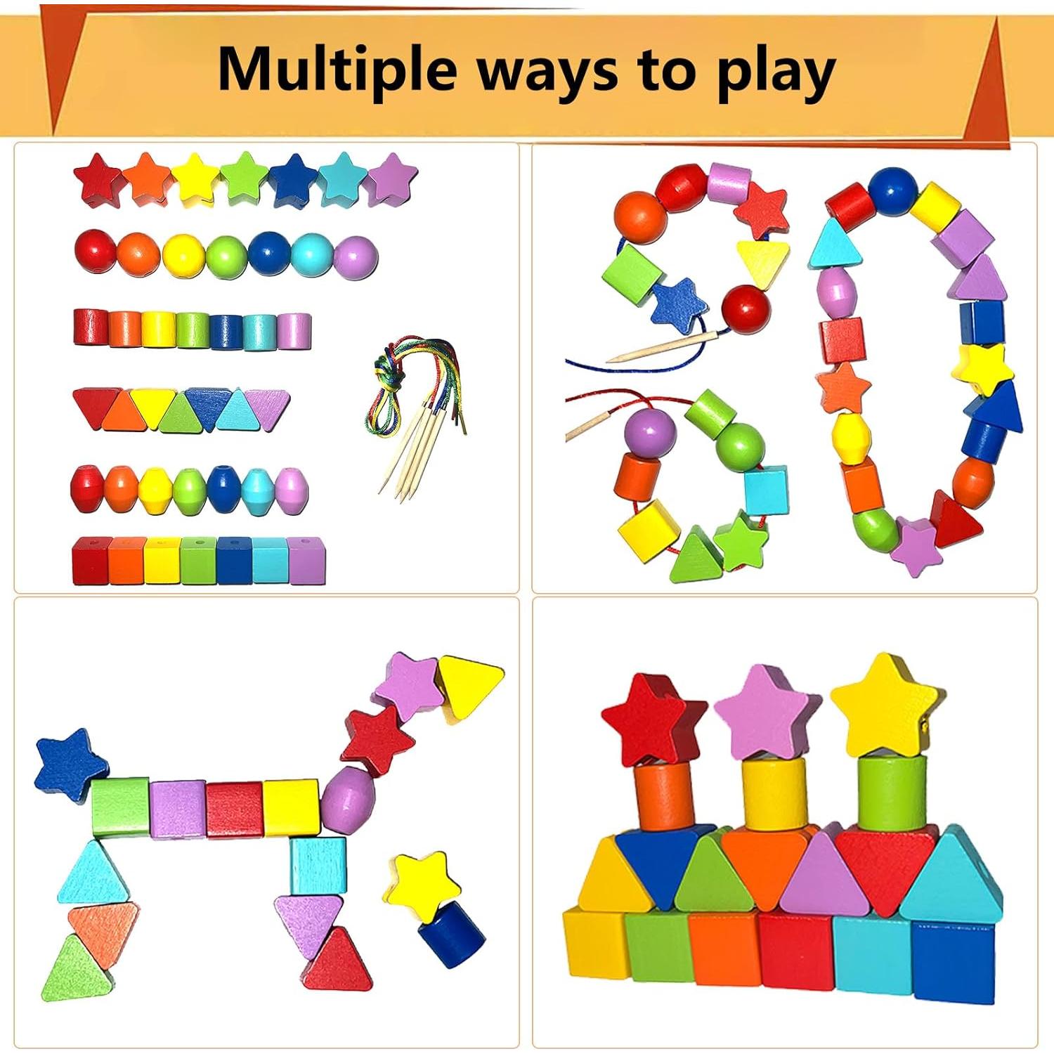 Juguetes de Enhebrado Intsinzi 46 Piezas Montessori