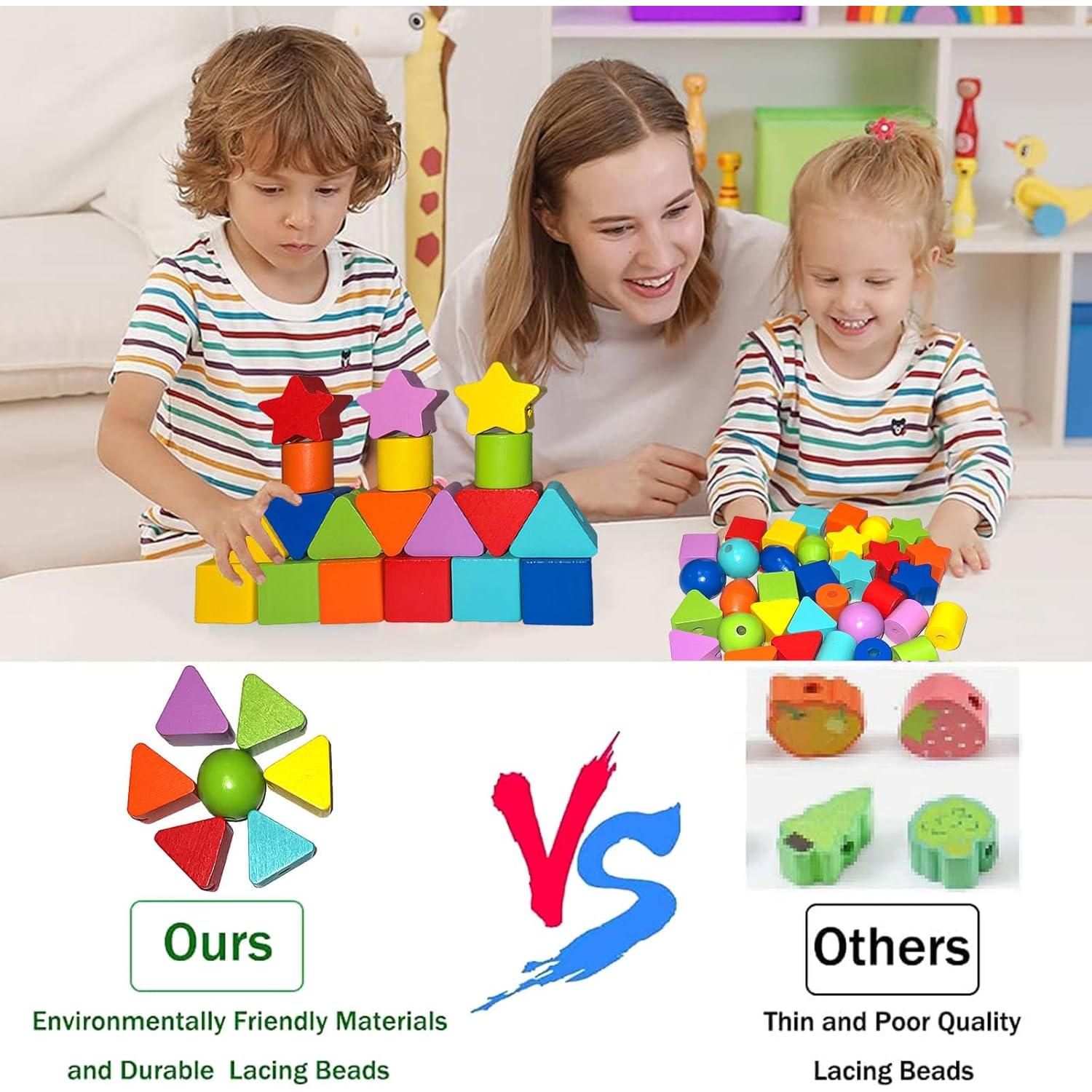 Juguetes de Enhebrado Intsinzi 46 Piezas Montessori