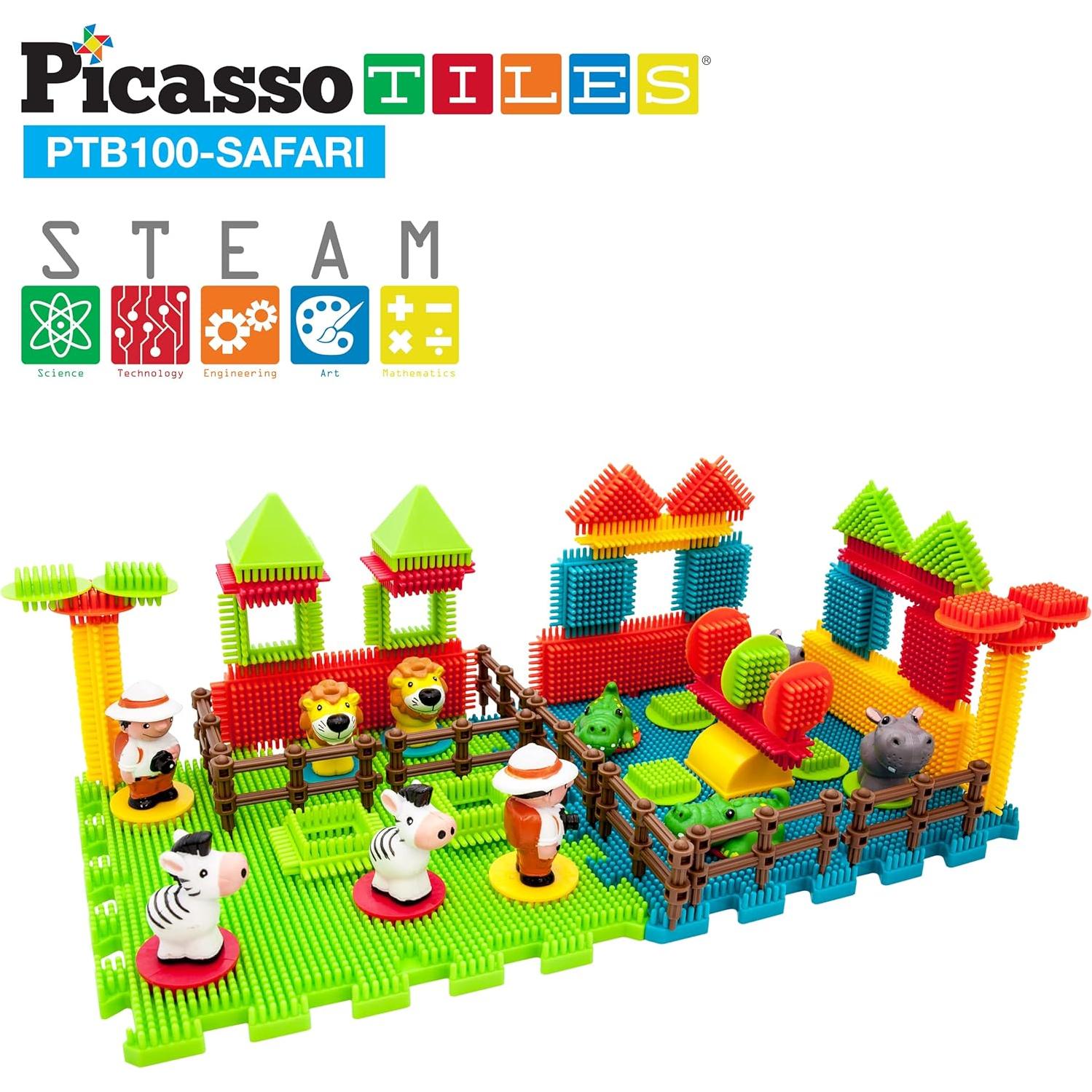 Picasso Toys PTB100 100 Piezas Bloques 3D Safari Juguete STEM