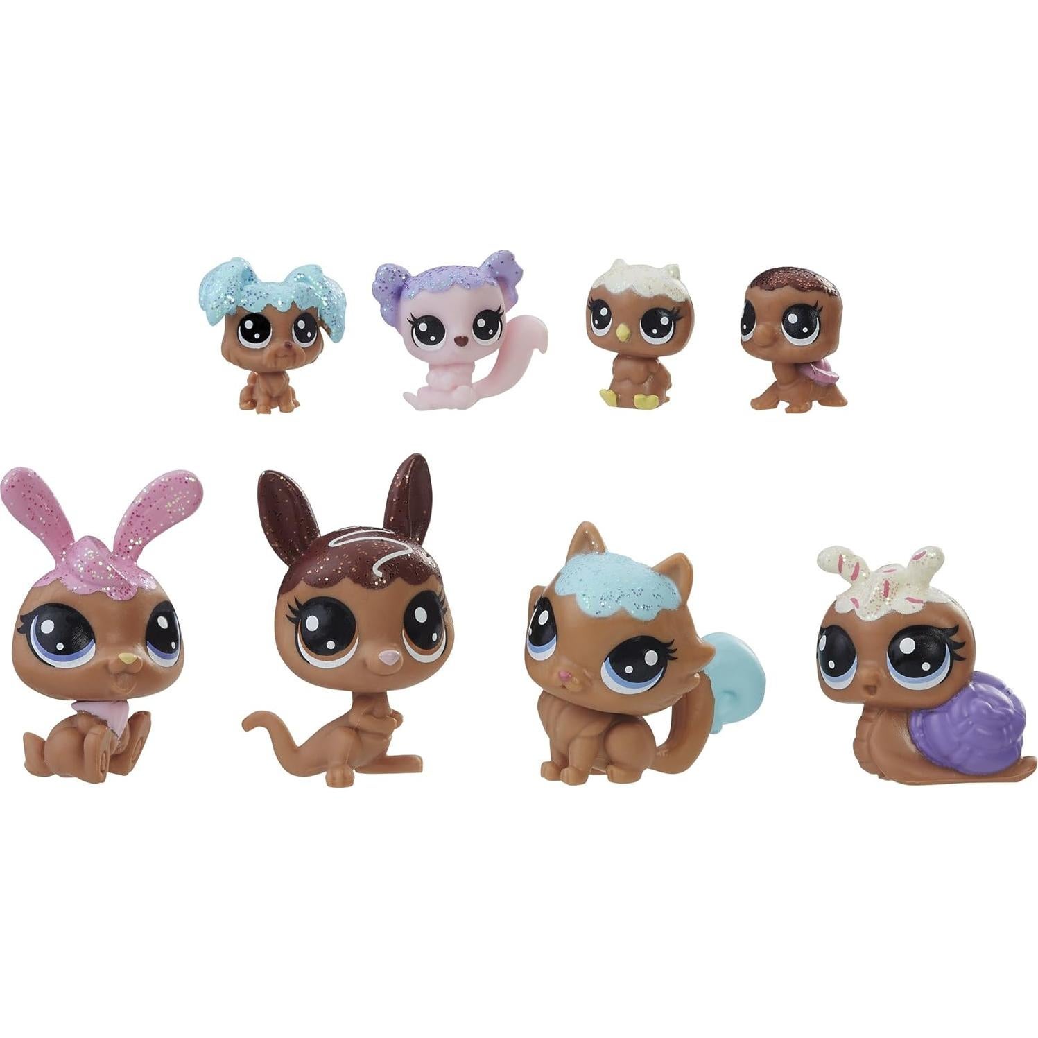 Figuras de mascotas Littlest Pet Shop - Locura de Glaseado - 8 Piezas